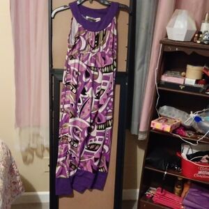 Purple Patterned Kids Casual Dress